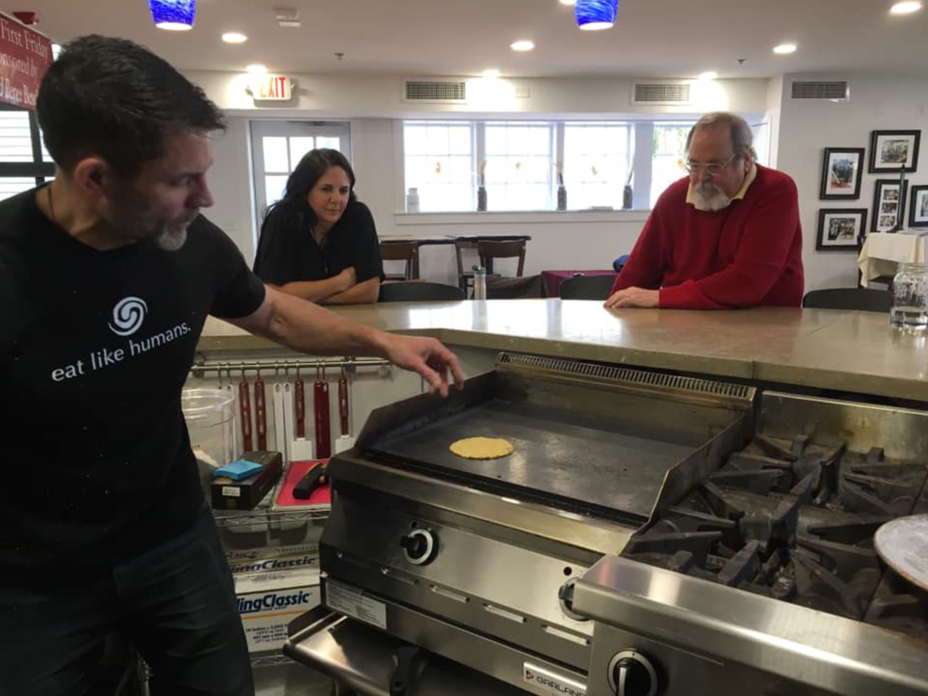 Dr. Bill Schindler of the Eastern Shore Food Lab demostrates how to make tortillas from nixtamalized maize.
